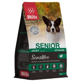 Blitz Sensitive SENIOR (Блиц Сенситив Сеньор) с индейкой сухой корм для пожилыхсобак всех пород с чувствительным пищеварением