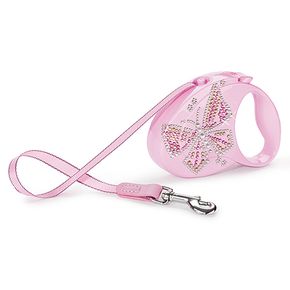 Flexi® GLAM BUTTERFLY (БАБОЧКА) поводок -рулетка для собаки с кристаллами Сваровски, (M) до 25 кг / 5м ЛЕНТА