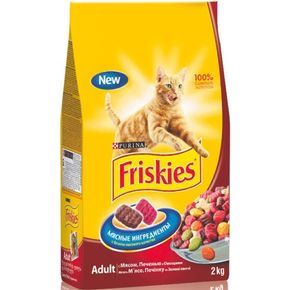 Friskies Cat сухой корм для кошек с мясом, курицей и полезными овощами