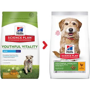 Hill's Science Plan Canine Mature Adult 7+ Youthful Vitality MINI Chicken&Rice для пожилых собак (7+)мелких пород для поддержания здоровья иммуной системы и активности головного мозга, с курицей и рисом