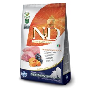 Farmina N&D Graine Free CLAMB & BLUEBERRY PUPPY MEDIUM & MAXI PUMPKIN FORMULA - Беззерновой для щенков средних и крупных пород с ягненком, черникой и тыквой