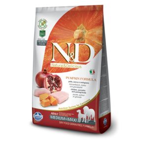 Farmina N&D Graine Free CHICKEN AND POMEGRANATE ADULT MEDIUM & MAXI PUMPKIN FORMULA - для взрослых собак средних и крупных пород ТЫКВА c курицей и гранатом