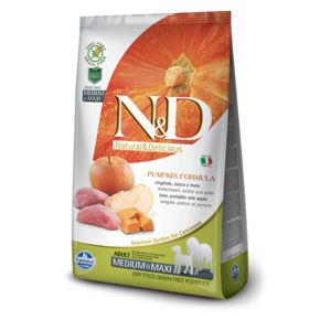 Farmina N&D Graine Free BOAR AND APPLE ADULT MEDIUM & MAXI PUMPKIN FORMULA - беззерновой для взрослых собак средних и крупных пород, с мясом дикого кабана, яблоком и тыквой.