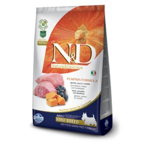 Farmina N&D Graine Free LAMB & BLUEBERRY ADULT MINI PUMPKIN FORMULA - беззерновой для взрослых собак мелких пород с ягненком, черникой и тыквой