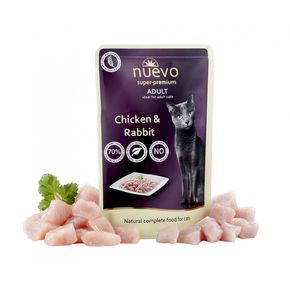 NUEVO Adult Chicken & Rabbit паучи для взрослых кошек с курицей и мясом кролика 85 гр.