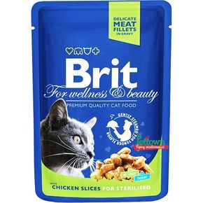 Паучи Brit Premium Chicken Slice for Sterilized Курица для стерилизованных кошек