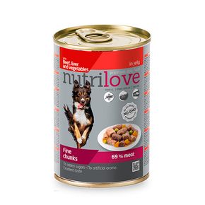 Nutrilove Chunks Dog beef/liver/veg jelly (говядина, печень и овощи в желе) 69% 415 гр