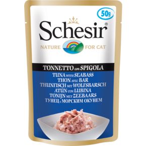 Schesir Паучи Chicken fillets with Seabass 50 гр Куриное филе с морским Окунем