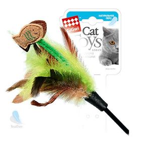 Goods for pets Дразнилка на стеке с рыбками и перьями,