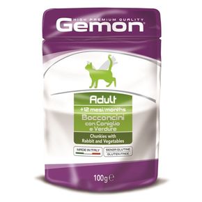 Gemon Pouch Cat Adult Rabbit/Vegetables Влажный корм для кошек (пауч) кролик/овощи 100 гр.