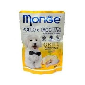 MONGE GRILL POUCH CHICKEN/TURKEY Влажный корм для собак(пауч )с кусочками курицы и индейки