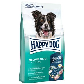 Happy Dog Medium Adult -Хэппи Дог Медиум Эдалт - (домашняя птица, лосось, рыба, ягненок, мидии) - Корм для взрослых собак средних пород от 11 до 25 кг с нормальным уровнем активности.
