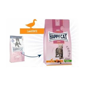Happy Cat Junior Land-Ente (Утка) 36/18,5 для котят от 4 до 12 месяцев с уткой, без злаков