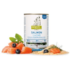 Isegrim JUNIOR RIVER консервы для щенков - лосось с просом, голубикой и дикими пряными травами