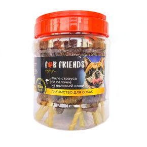 Лакомство For Friends Филе страуса на палочке из воловьей кожи, 500 г.