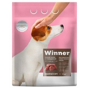 Winner Meat Корм сухой для взрослых собак мелких пород с говядиной