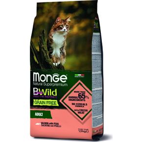 MONGE BWild Cat Grain Free Adult SALMON Корм для взрослых кошек лосось и горох