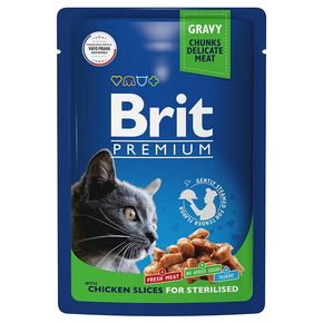 Паучи Brit Premium Chicken Slice for Sterilized Цыпленок для стерилизованных кошек в соусе 85 гр