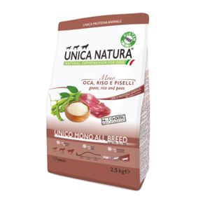 Unica Natura Mono All Breeds Goose - для взрослых собак средних и крупных пород с гусем