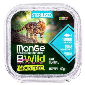 MONGE CAT BWILD Adult Sterilised Tuna /vegetables - Консервированный корм для стрерилизованных и кастрированных котов с тунцом и овощами (100 гр)