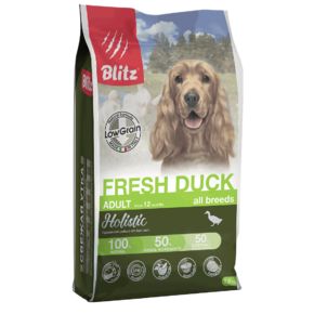 Blitz Holistic Fresh Duck Adult Dog All Breeds Low Grain(Блиц Фреш Дак) СВЕЖАЯ УТКА — низкозерновой сухой корм для взрослых собак всех пород