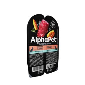 AlphaPet Superpremium влажный корм для собак с чувствительным пищеварением ТЕЛЯТИНА с тыквой, мясные кусочки в соусе 100 гр