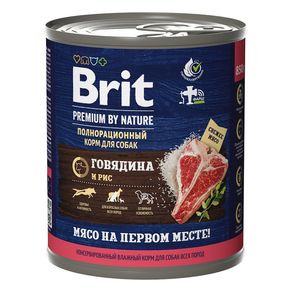 Brit Консервы для взрослых собак всех пород с говядиной и рисом 850 г