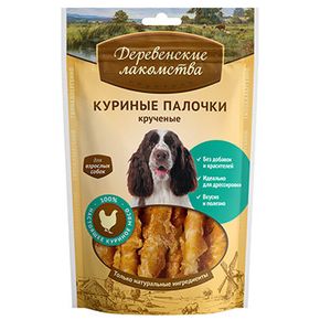 Деревенские лакомства Куриные палочки крученые, для собак всех пород, 90г