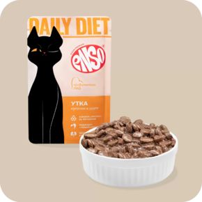 Корм влажный ENSO DAILY DIET для взрослых кошек утка в соусе для профилактики МКБ взрослых кошек 85 г