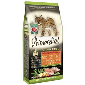 Primordial Holistic Grain Free Neutered Exigent Quail & Salmon - Примордиал Неутеред - для взрослых кастрированных котов и стерилизованных кошек привередливых в питании с лососем и перепелкой