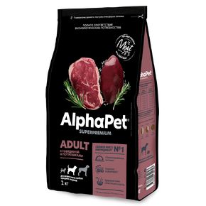 AlphaPet Superpremium ADULT MEDIUM C говядиной и потрошками для взрослых собак средних пород