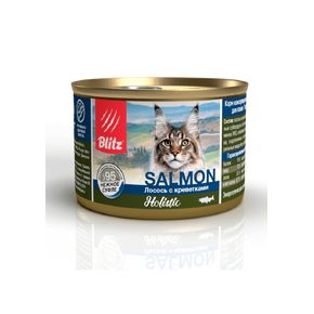 BLITZ Holistic Salmon & Shrimps Adult Cats All Breeds - Лосось с креветками нежное суфле — влажный корм для взрослых кошек