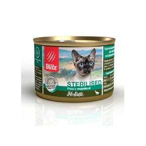 BLITZ Holistic Sterilised Cat Duck & Turkey - Утка с индейкой мясной паштет — влажный корм для стерилизованных кошек