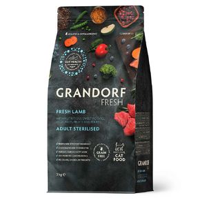 GRANDORF CAT FRESH Lamb & Sweet Potato Sterilised - Грандорф ФРЕШ для взрослых стерилизованных кошек склонных к аллергии и имеющих чувствительное пищеварение с ягненком и сладким картофелем