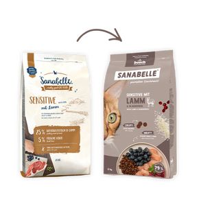 Bosch Sanabelle Sensitive with Lamb (Бош Санабелль Сенситив с ягненком) - для взрослых кошек, с чувствительным пищеварением и плохим аппетитом,на основе мяса ягненка