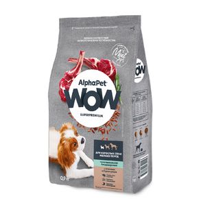 AlphaPet WOW Superpremium MINI Сухой полнорационный корм с ЯГНЕНКОМ и бурым рисом для взрослых собак мелких пород с чувствительным пищеварением