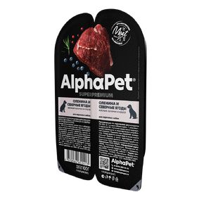 AlphaPet Superpremium влажный корм для взрослых собак ОЛЕНИНА и северные ягоды, мясные кусочки в соусе для взрослых собак 100 гр