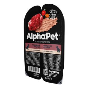 AlphaPet Superpremium влажный корм для взрослых собак ГОВЯДИНА паштет 100 гр