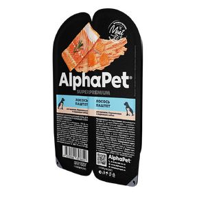 AlphaPet Superpremium Влажный полнорационный корм для ЩЕНКОВ, беременных и кормящих собак паштет с ЛОСОСЕМ 100 гр