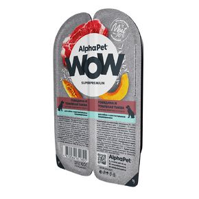 AlphaPet WOW Superpremium Влажный полнорационный корм для собак с чувствительным пищеварением сочные ломтики ГОВЯДИНЫ и томленая тыква в соусе 100 г.