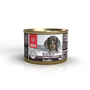 BLITZ Sensitive BEEF & TURKEY - Говядина с индейкой - Корм консервированный полнорационный для собак всех возрастов, паштет