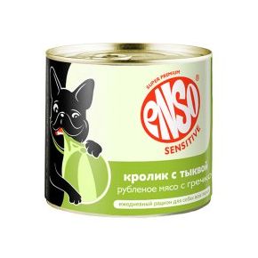 ENSO SENSITIVE Rabbit - Энсо - рубленое филе кролика с гречкой и тыквой для поддержания здоровья ЖКТ взрослых собак 190 гр