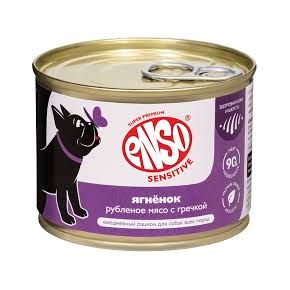 ENSO SENSITIVE Lamb - Энсо - рубленое филе ягненка с гречкой для здоровья кожи и красоты шерсти взрослых собак 190 гр