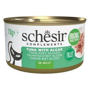 Schesir Cat Complements Adult Tuna & Algae - консервированный корм для кошек филе тунца и водоросли в желе 70 гр.