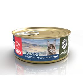 BLITZ Holistic Cat Salmone - Нежное суфле Блиц Лосось и Креветки 100 гр для взрослых кошек
