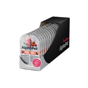 AlphaPet MONOPROTEINE Влажный консервированный полнорационный корм для взрослых собак Индейка мясные кусочки в соусе 100 гр