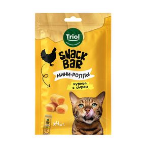 TRIOL Лакомство для кошек Мини-роллы с начинкой из курицы с сыром, серия SNACK BAR, 40 г