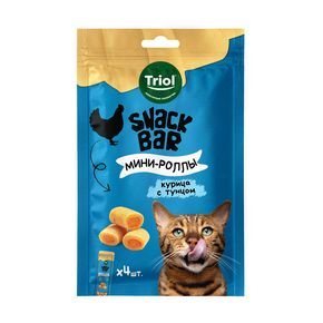 TRIOL Лакомство для кошек Мини-роллы с начинкой из курицы с тунцом, серия SNACK BAR, 40 г