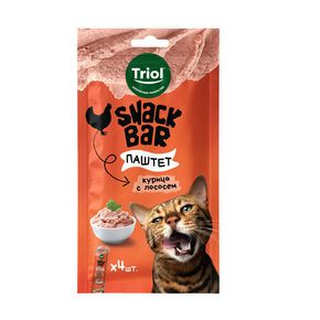 TRIOL Лакомство для кошек Паштет из курицы с лососем, серия SNACK BAR, 40 г