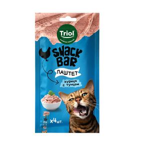 TRIOL Лакомство для кошек Паштет из курицы с тунцом, серия SNACK BAR, 40 г